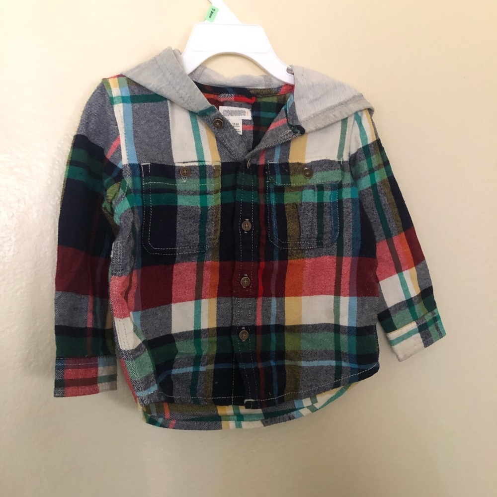 Gymboree Plaid button up hoodie